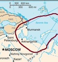 Russie européenne du Nord, carte