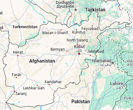 Carte avec les villes - Afghanistan