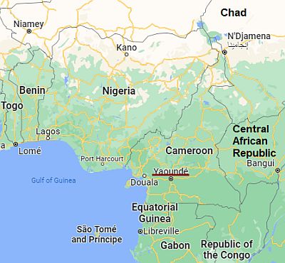Yaoundé, position dans la carte