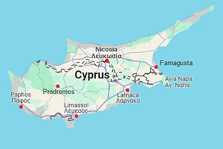 Carte avec les villes - Chypre