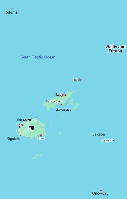 Carte avec les villes - Fidji