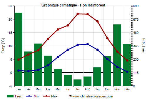 Graphique climatique - Hoh Rainforest (Washington Etat)