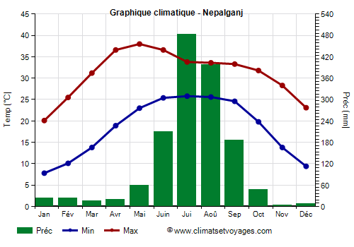 Graphique climatique - Nepalganj