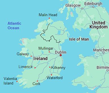 Carte avec les villes - Irlande