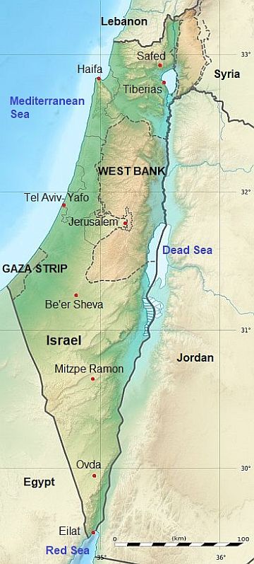 Carte avec les villes - Israel