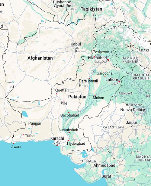Carte avec les villes - Pakistan