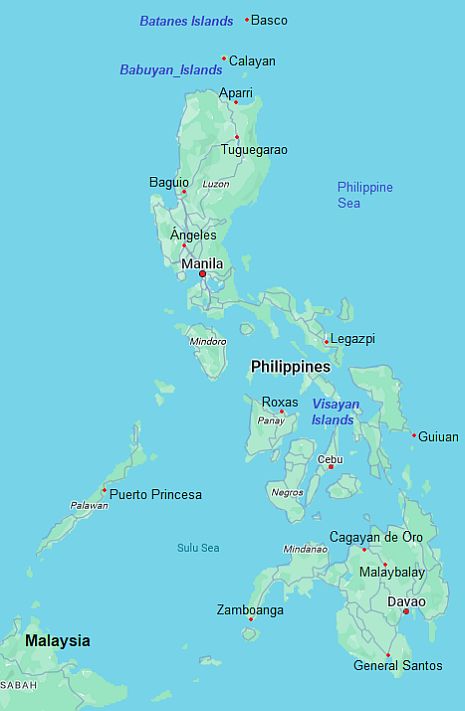 Carte avec les villes - Philippines