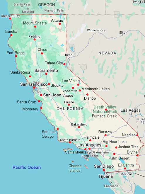 Carte avec les villes - Etats Unis Carte avec les villes - Etats Unis