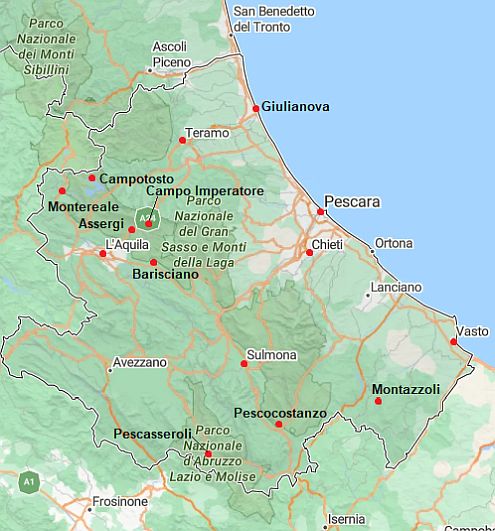 Carte avec les villes - Italie