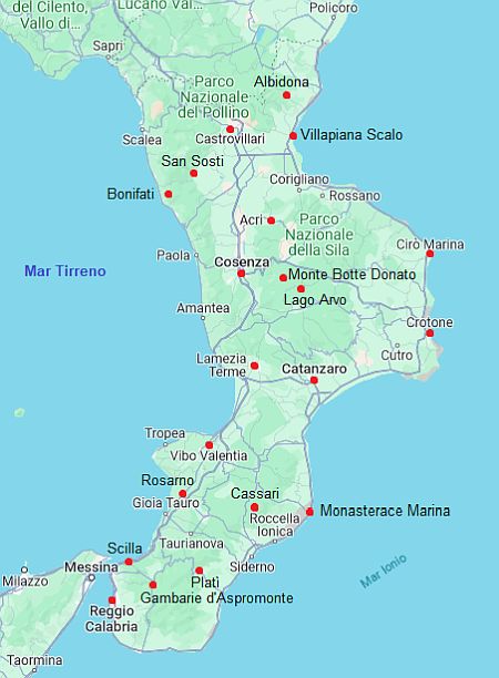 Carte avec les villes - Italie