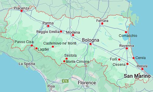Carte avec les villes - Italie
