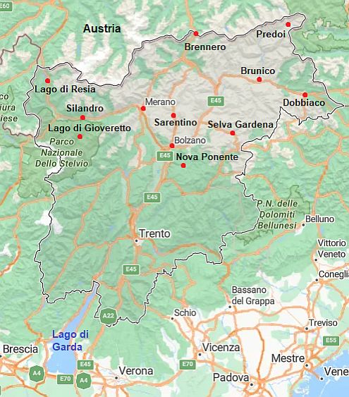 Carte avec les villes - Italie Carte avec les villes - Italie
