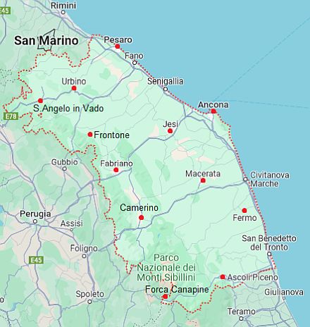 Carte avec les villes - Italie