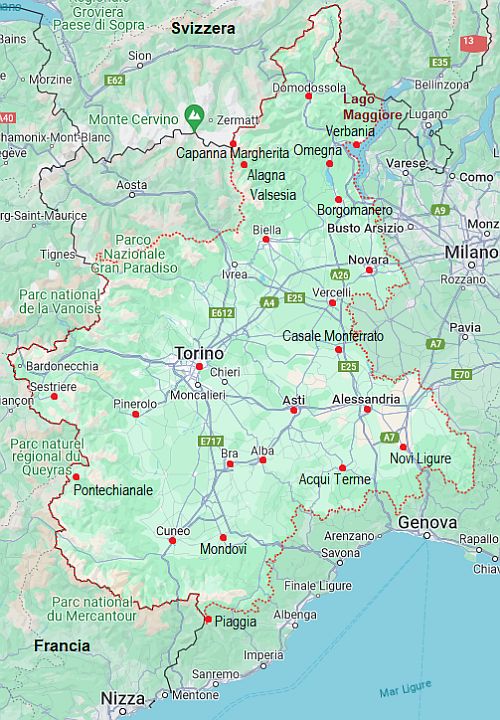 Carte avec les villes - Italie Carte avec les villes - Italie