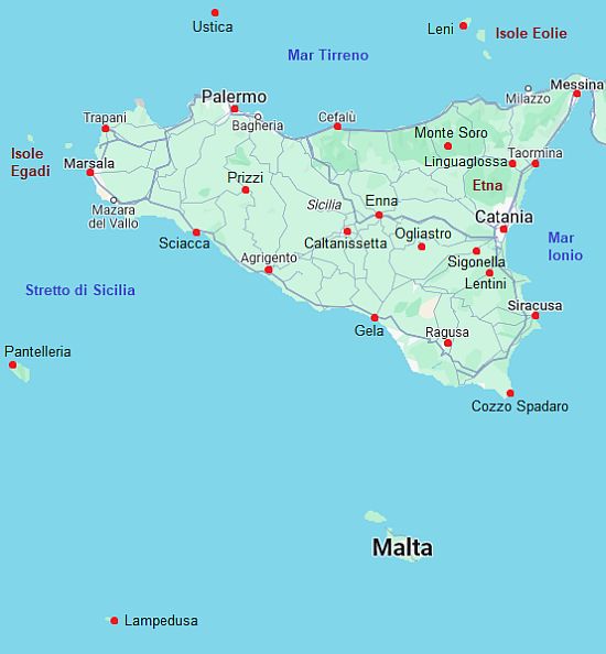Carte avec les villes - Italie Carte avec les villes - Italie