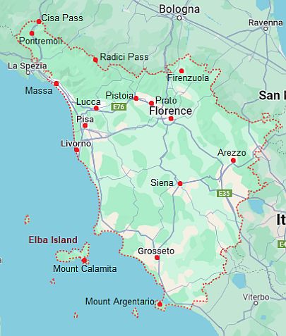 Carte avec les villes - Italie