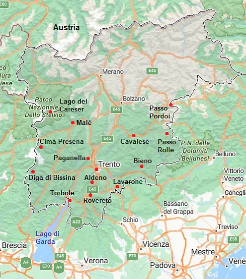 Carte avec les villes - Italie