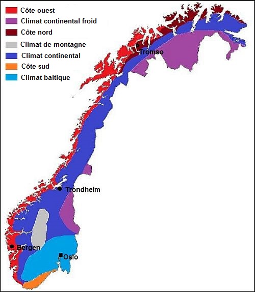 Norvège - zones climatiques