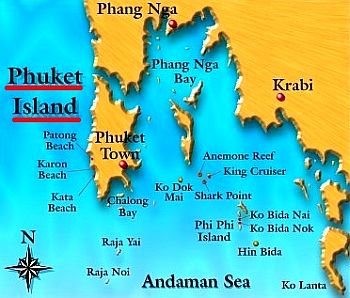 Carte de Phuket et ses environs