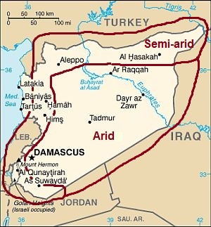 Zones syrien de l'intérieur, aridité