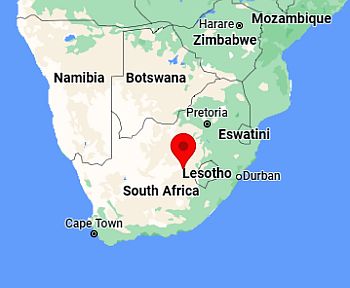 Bloemfontein, position dans la carte