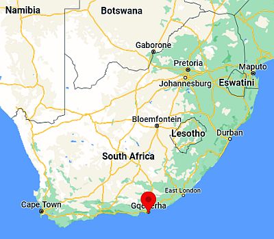 Port Elizabeth, position dans la carte