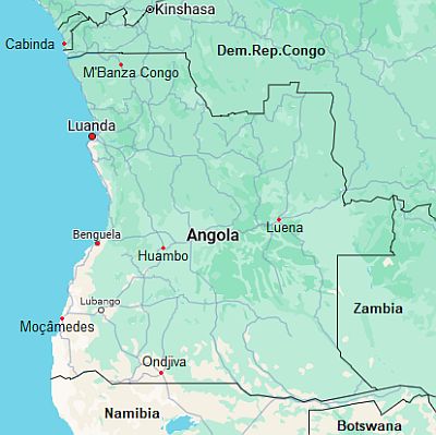 Carte avec les villes - Angola