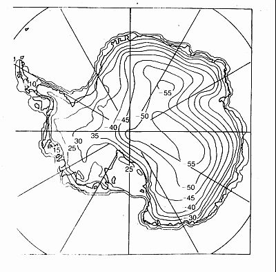 Températures annuelles moyennes dans l'Antarctique