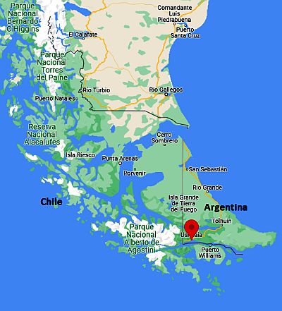 Ushuaïa, position dans la carte
