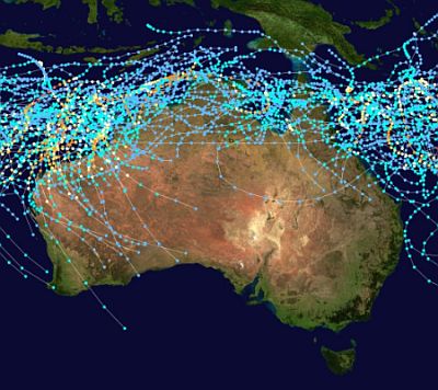 Zones affectées par les cyclones en Australie