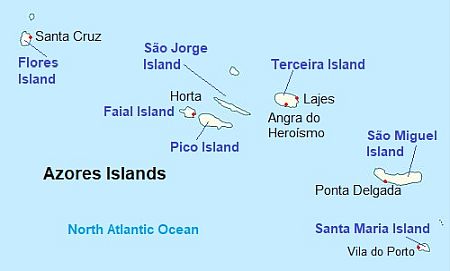 Carte avec les villes - Açores