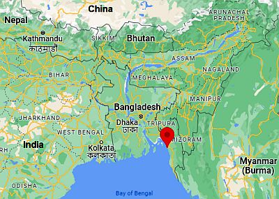 Chittagong, position dans la carte