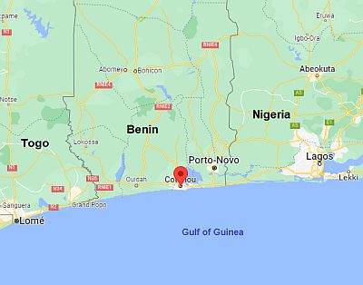 Cotonou, position dans la carte