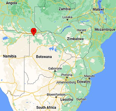 Shakawe, position dans la carte