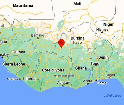 Bobo Dioulasso, position dans la carte