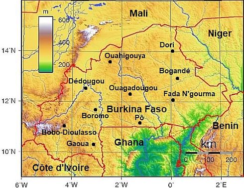 Carte avec les villes - Burkina Faso