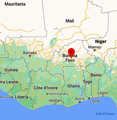 Ouagadougou, position dans la carte