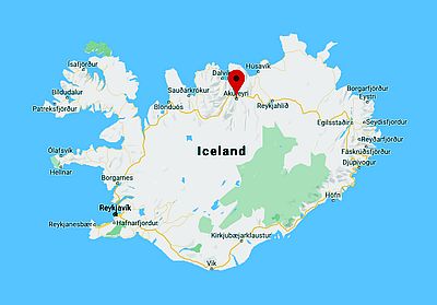 Akureyri, position dans la carte