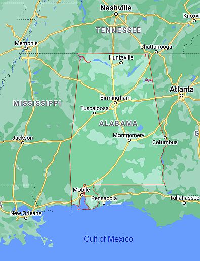 Alabama, carte