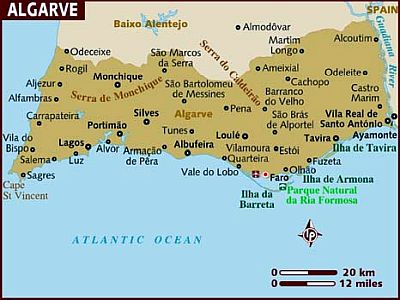 Carte de l'Algarve
