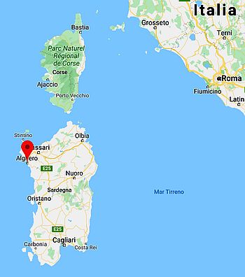 Alghero, position dans la carte