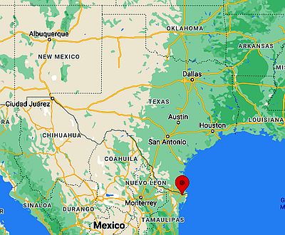 Brownsville, position dans la carte