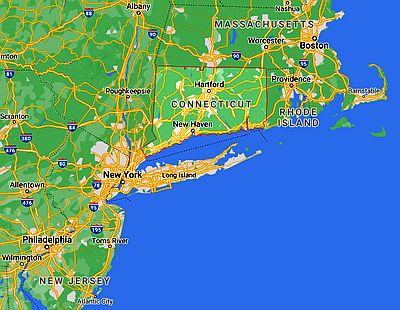 Connecticut, position dans la carte