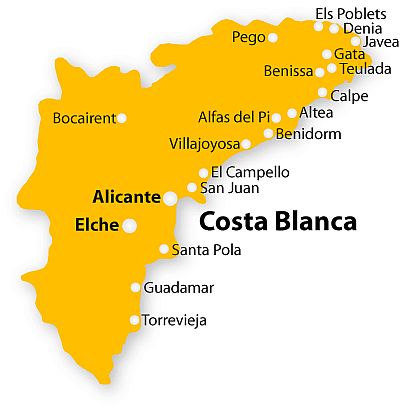 Costa Blanca, carte