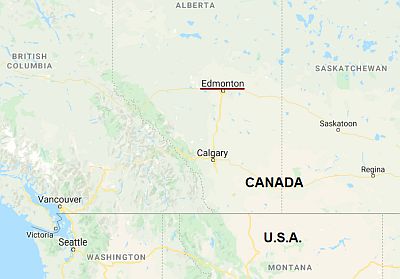 Edmonton, position dans la carte