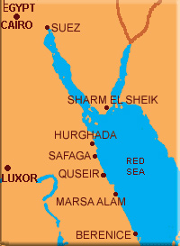 Carte de l'Égypte de l'est et de la mer Rouge