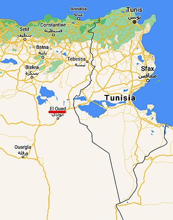 El Oued, position dans la carte