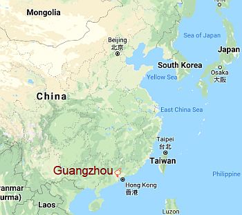 Guangzhou, position dans la carte