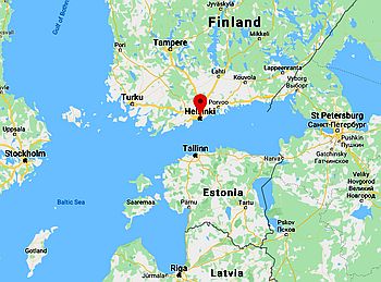 Helsinki, position dans la carte