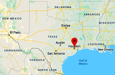Houston, position dans la carte